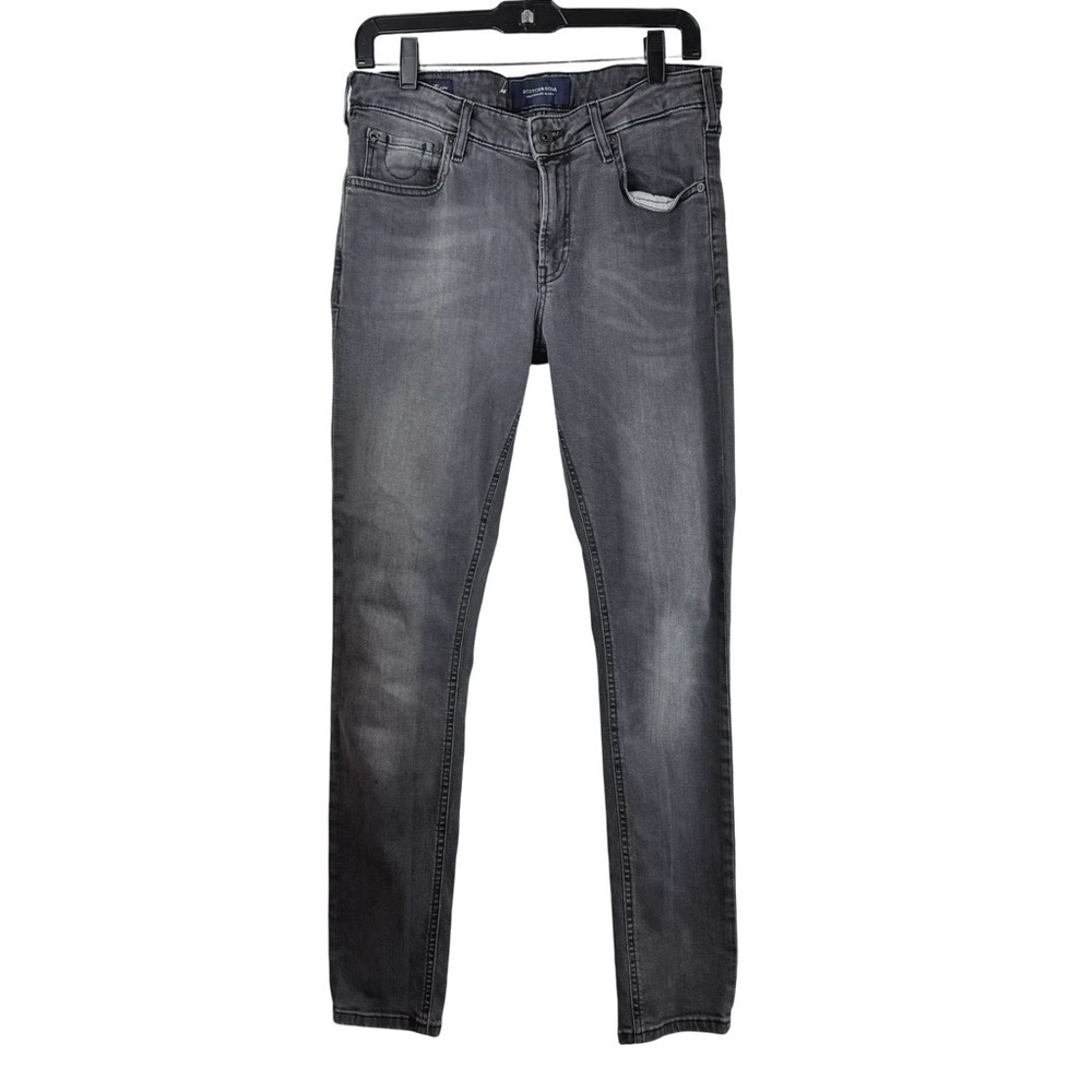 SCOTCH & SODA AMSTERDAM Men's Designer Black/Grey Skim Skinny Jeans 31/32